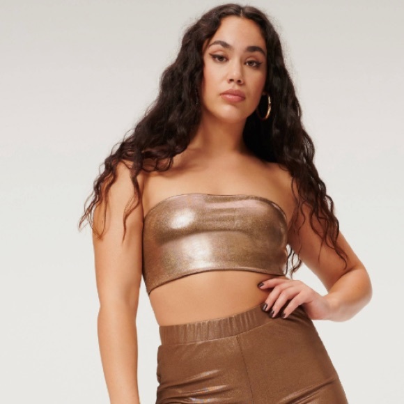 GOOD AMERICAN Gold Metallic Reversible Bikini - Picture 4 of 5